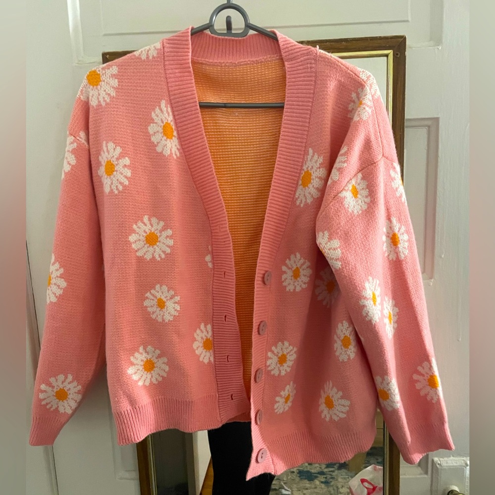 Pink flower sweater